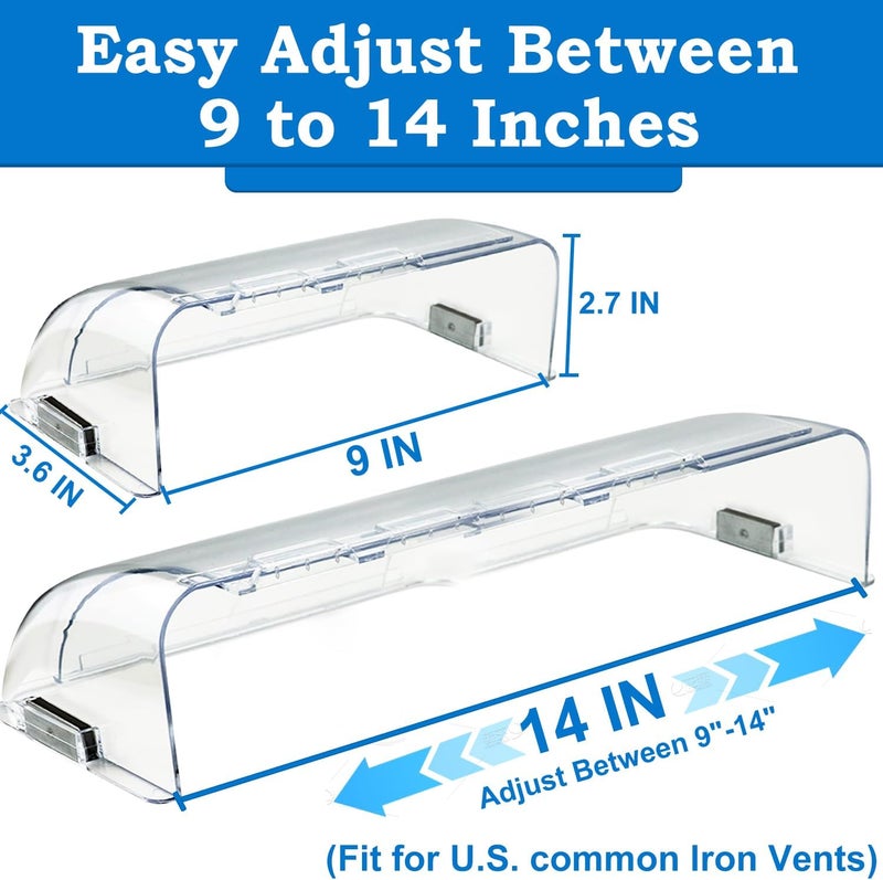 Binazon Heating & Air Vent Deflector for Vents, Sidewall, Ceiling, Floor Registers - Adjust Between 9"-14", Magnetic Vent Covers for Air Conditioning, Heat, AC, Floor, Under Furniture (3 Pack Clear) - Image 2